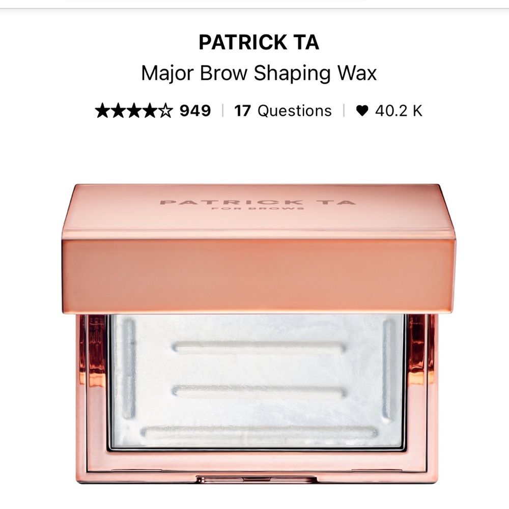 SOLD. Patrick Ta Major Brow Shaping Wax & Major Brow Dual Ended Brow Brush.